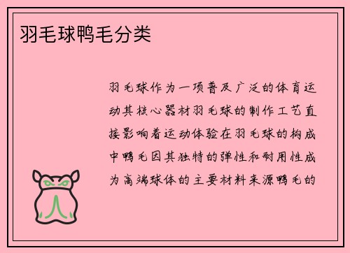 羽毛球鸭毛分类